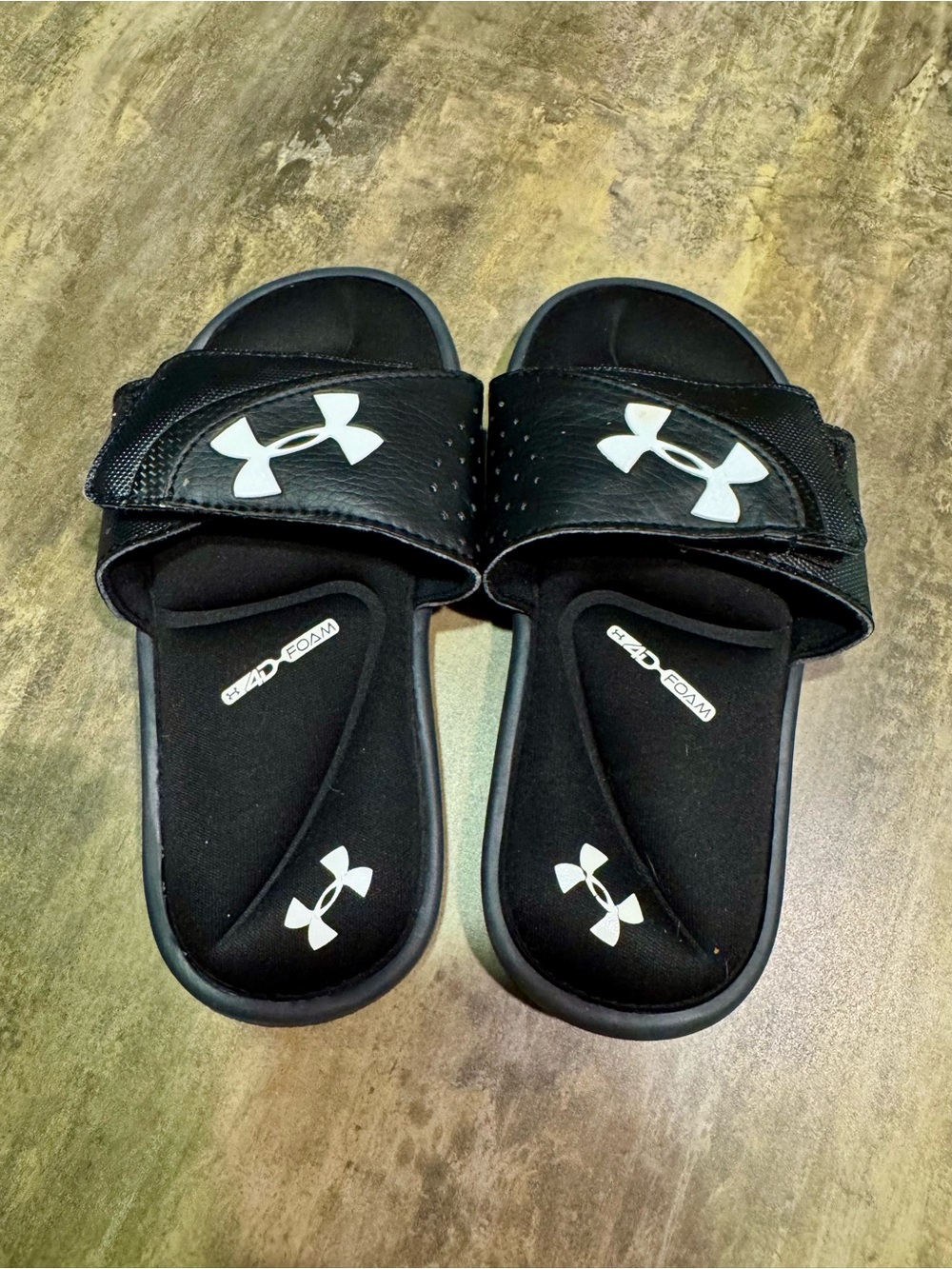 Under Armour Kids Black Slide Sandals with White Logo
